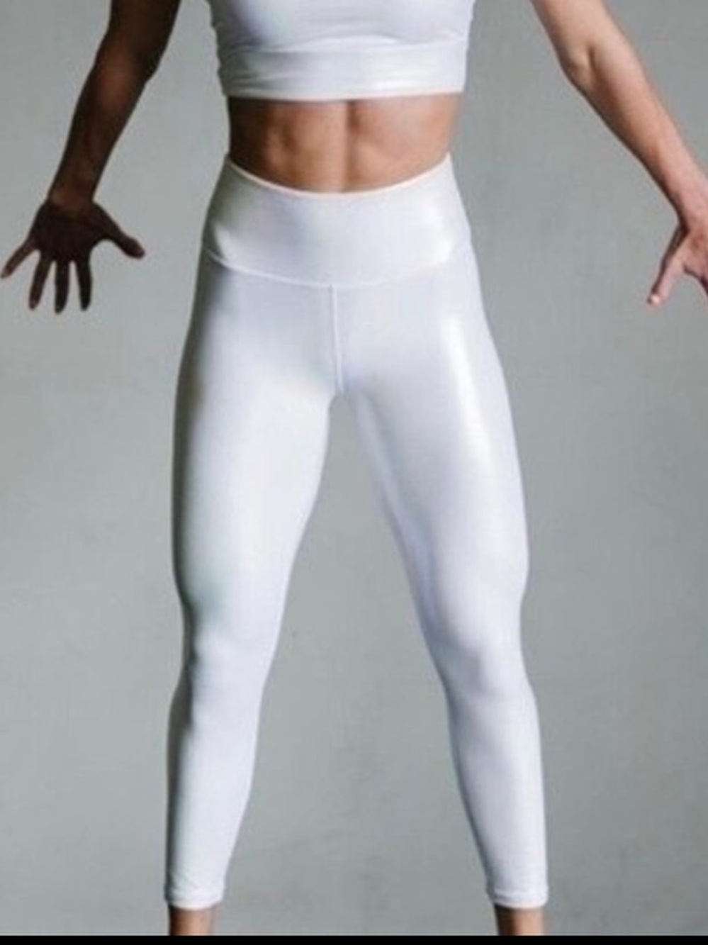 ZYIA ACTIVE IRIDESCENT WHITE LEGGINGS TUMMY CONTROL SZ 6-8